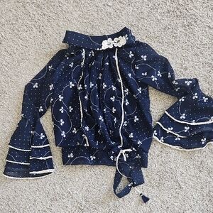 Navy Blue Floral Kids Top